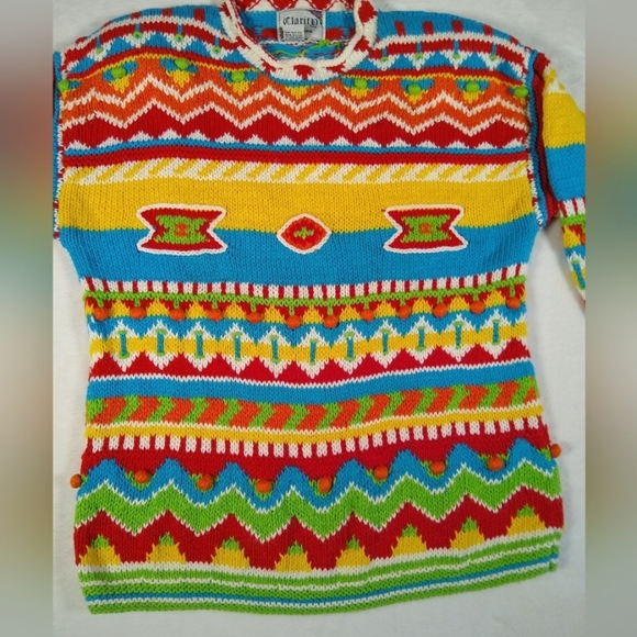 Women's Clarity Creations Hand Knit Colorful Artistic Cheerful Soft Sweater Med. - Picture 12 of 12